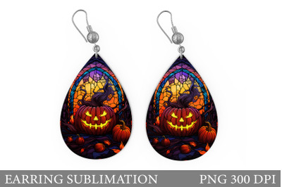 Stained Glass Pumpkin Earring. Halloween Earring Design
