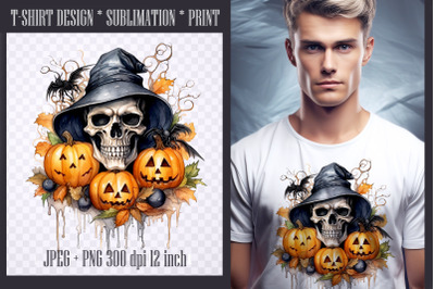 Creepy skull in a hat Sublimation PNG/jpeg