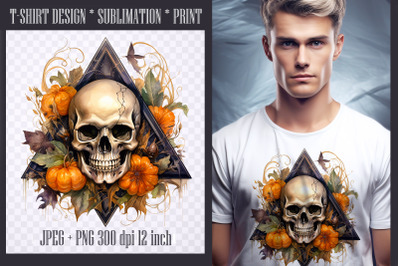 Creepy skull in a triangle Sublimation PNG/jpeg