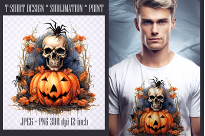 Creepy spider on the skull Sublimation PNG/jpeg