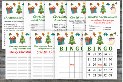 Christmas party games bundle,Snowman and tree Printable christmas game