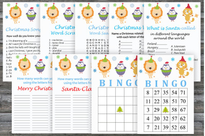 Christmas party games bundle,Happy animals Printable christmas game