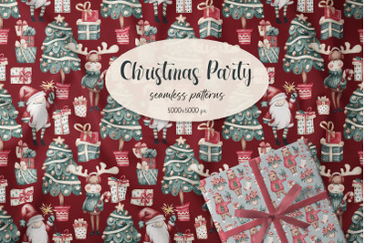Watercolor Christmas patterns