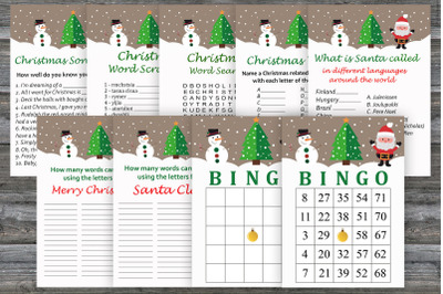 Christmas party games bundle,Santa Snowman Printable christmas game