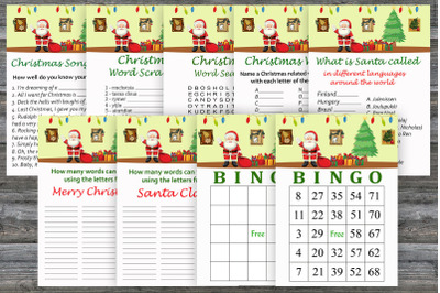 Christmas party game bundle,Happy Santa Claus Printable christmas game