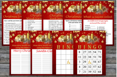 Christmas party game bundle,Gold xmas candles Printable christmas game