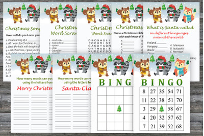 Christmas party games bundle,Winter animals Printable christmas game