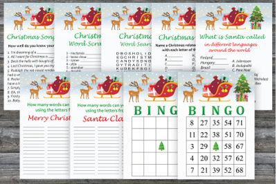 Christmas party games bundle,Santa reindeer Printable christmas game