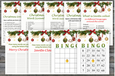 Christmas party games bundle,Xmas decorations Printable christmas game