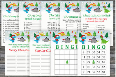 Christmas party game bundle,Christmas dinosaur Printable christmasgame