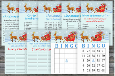 Christmas party games bundle,Santa reindeer Printable christmas game