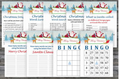 Christmas party games bundle,Happy Santa Printable christmas game