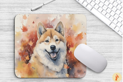 Cute Akita And Autumn Mouse Pad Design