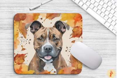 Cute Staffordshire Terrier And Autumn