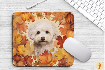 Cute Bichon Frise And Autumn Mouse Pad