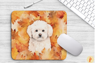 Cute Bichon Frise And Autumn Mouse Pad