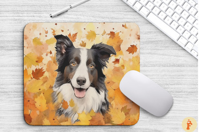 Cute Border Collie And Autumn Mouse Pad