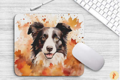 Cute Border Collie And Autumn Mouse Pad