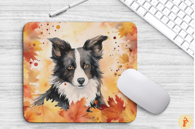 Cute Border Collie And Autumn Mouse Pad