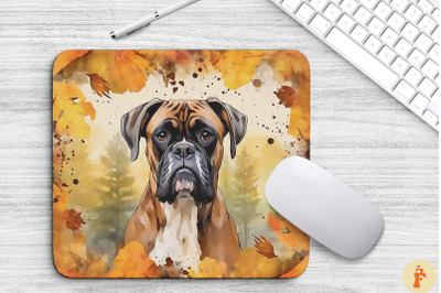 Cute Boxer And Autumn Mouse Pad Design