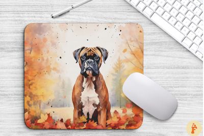 Cute Boxer And Autumn Mouse Pad Design