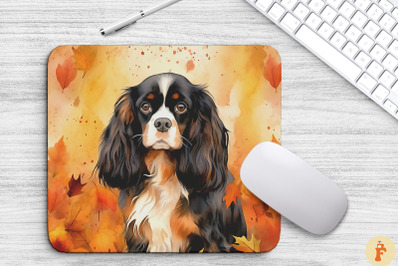 Cute King Charles Spaniel And Fall Leave