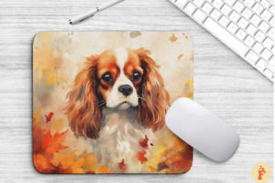 Cute King Charles Spaniel And Fall Leave