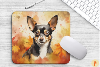 Cute Chihuahua And Autumn Mouse Pad