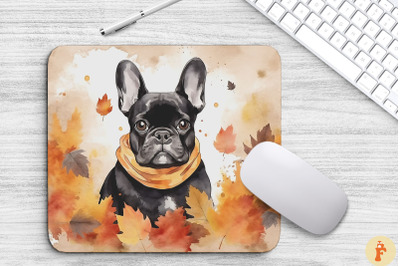 Cute French Bulldog And Fall Leaves