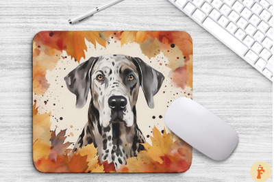 Cute Great Dane And Autumn Mouse Pad