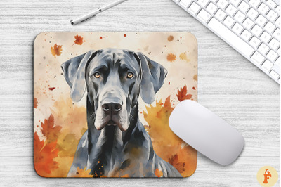 Cute Great Dane And Autumn Mouse Pad