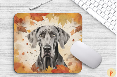 Cute Great Dane And Autumn Mouse Pad