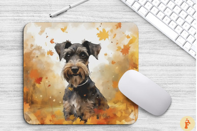 Cute Miniature Schnauzer And Fall Leaves