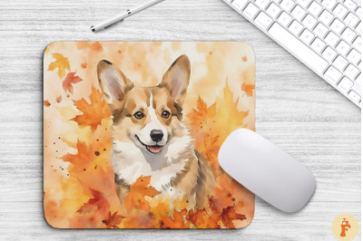 Cute Corgi And Autumn Mouse Pad Design