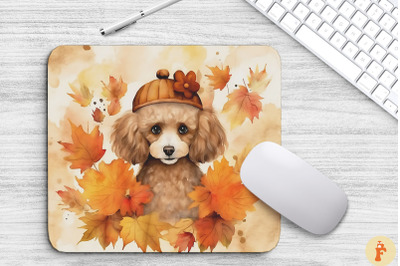 Cute Poodle And Autumn Mouse Pad Design