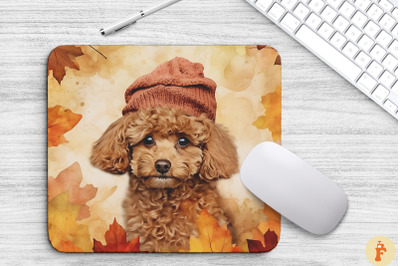 Cute Poodle And Autumn Mouse Pad Design