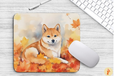 Cute Shiba Inu And Autumn Mouse Pad