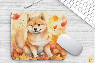 Cute Shiba Inu And Autumn Mouse Pad