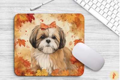 Cute Shih Tzu And Autumn Mouse Pad