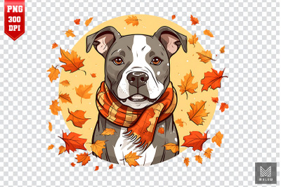 Autumn Staffordshire Terrier Dog Clipart