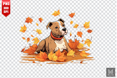 Autumn Staffordshire Terrier Dog Clipart