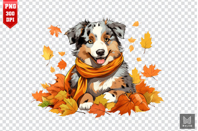 Autumn Australian Shepherd Dog Clipart