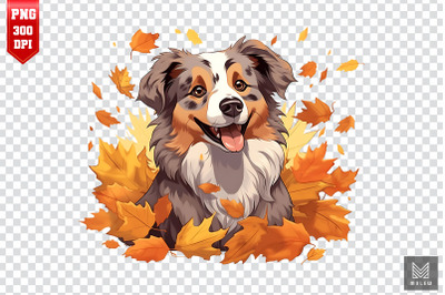 Autumn Australian Shepherd Dog Clipart