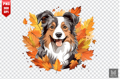 Autumn Australian Shepherd Dog Clipart