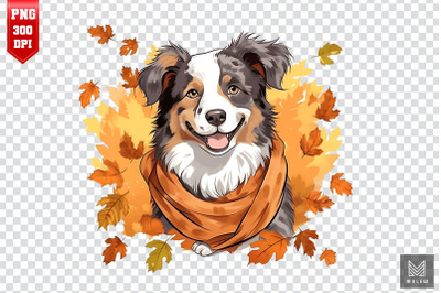 Autumn Australian Shepherd Dog Clipart