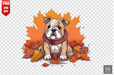 Autumn Bulldog Dog Clipart