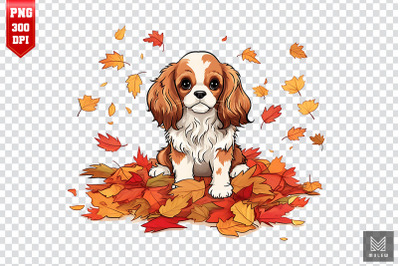 Autumn King Charles Spaniel Dog Clipart