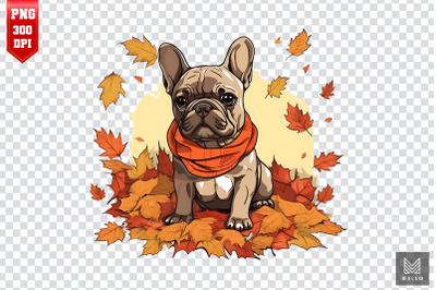 Autumn French Bulldog Dog Clipart