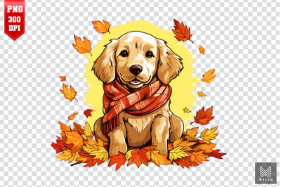 Autumn Golden Retriever Dog Clipart