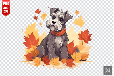 Autumn Miniature Schnauzer Dog Clipart